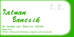 kalman bancsik business card