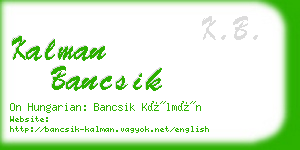 kalman bancsik business card